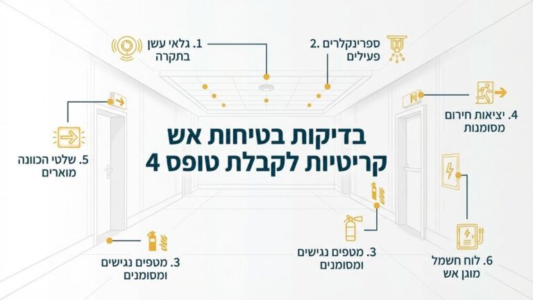 מפקח בודק מערכות כיבוי אש לקראת קבלת טופס 4 במבנה חדש