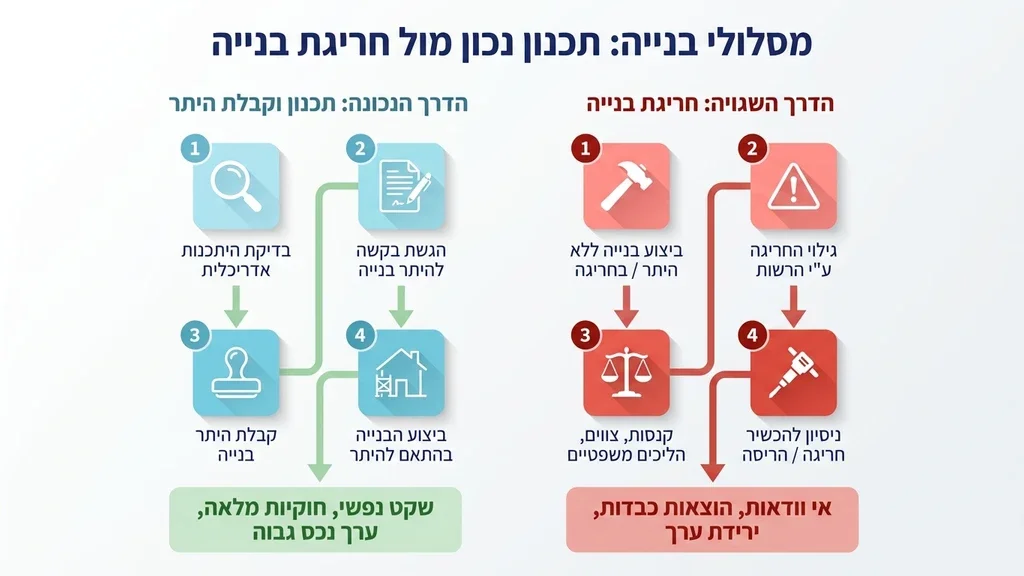 אדריכל בוחן תוכניות בנייה וגרמושקה במשרד מקצועי