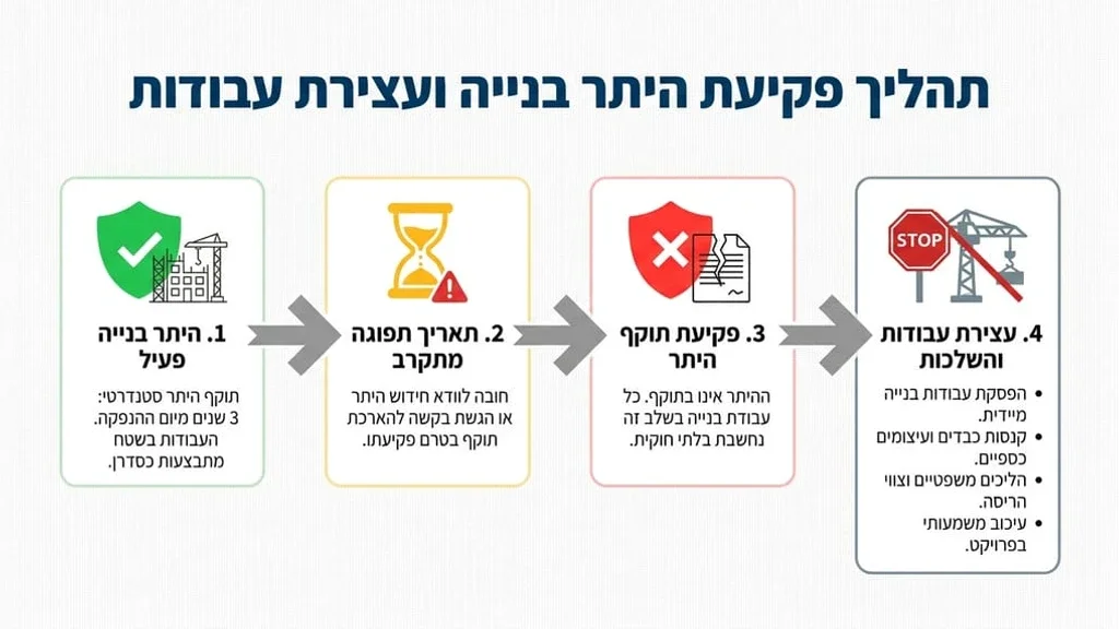 אתר בנייה בהפסקה עקב פקיעת תוקף היתר