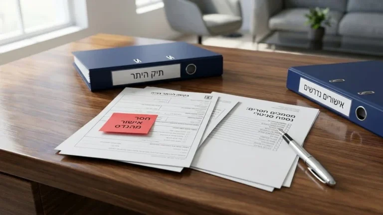 מסמכי רישוי ואישורים מונחים על שולחן עבודה